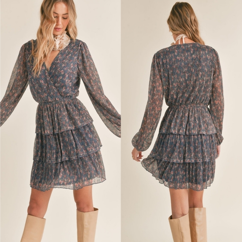 NWT Sadie & Sage Starry Visions Tiered Long Sleeve Mini Dress Medium NYE Country
